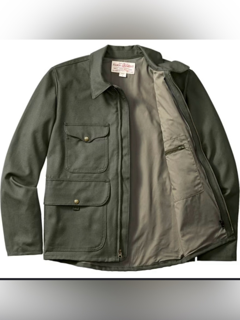 VintageFilson Bell Bomber Utility tin cloth  Chore Jacket Classic Cotton green X